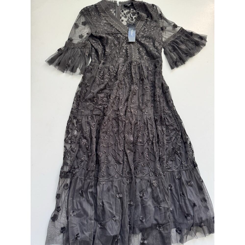 Tolani Cloudine Embroidered Dress PXS Asphalt